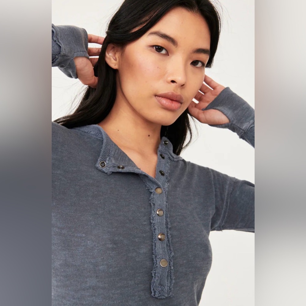 We The Free Charcoal Long Sleeve Henley